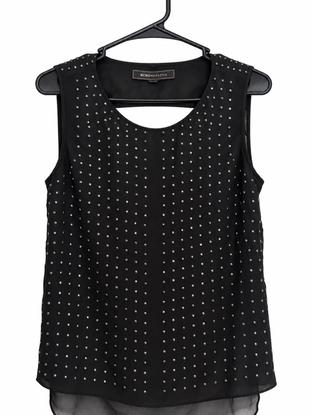 BCBGMAXAZRIA Studded Black Tank Top Size Small